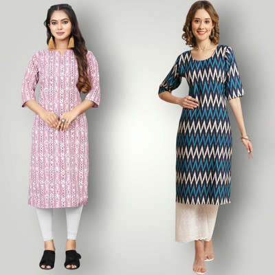 HouseOfCommon Women Printed Straight Kurta(Multicolor)