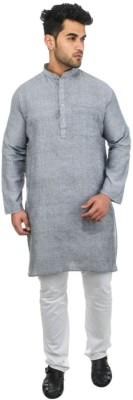 DESHBANDHU KHADI Men Solid Straight Kurta(Grey)