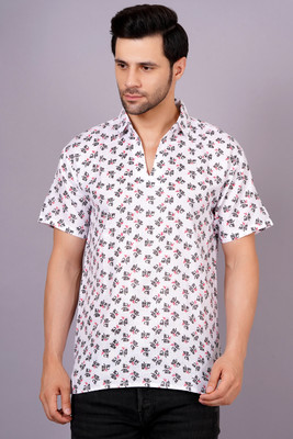 AXOLOTL Men Printed Straight Kurta(White)