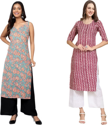 KALLAXI Women Printed Straight Kurta(Multicolor)