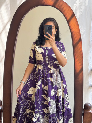 Manvi Enterprises Women Fit and Flare Purple Midi/Calf Length Dress
