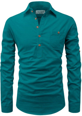 Edinwolf Men Solid A-line Kurta(Blue)