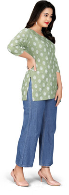 HOCC Women Printed Straight Kurta(Green)