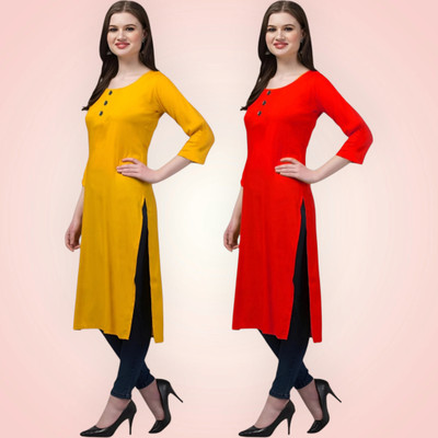Coft Women Solid Straight Kurta(Multicolor)