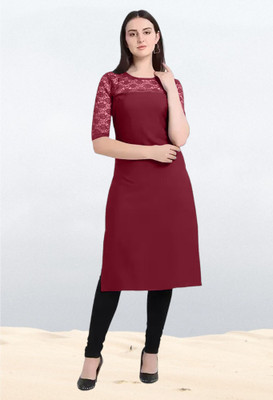 Maheshvi Women Embellished, Solid Straight Kurta(Grey)