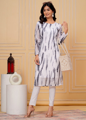 YAGNIK FASHION Women Self Design Straight Kurta(White)
