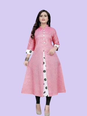 U Creationm Women Printed Anarkali Kurta(Pink)