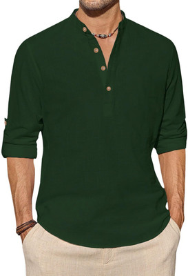Amrit Trending Men Solid Straight Kurta(Beige)