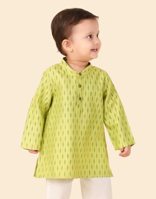 Fabindia Baby Boys Printed Straight Kurta(Green)