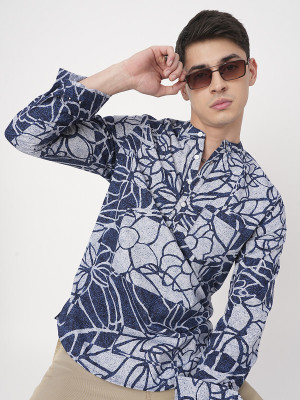 VASTRADO Men Printed Straight Kurta(Blue)