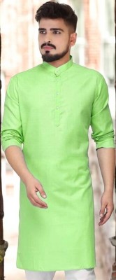 The Fashion Outlets Men Solid Straight Kurta(Light Green)