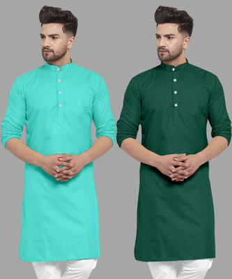 FASHIONFRICKSS Men Solid Straight Kurta(Dark Green)