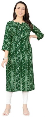 jamshed Women Printed Straight Kurta(Green)