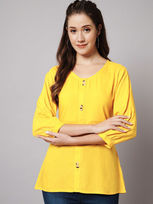 MEERANSHI LIVING Women Solid Straight Kurta(Yellow)