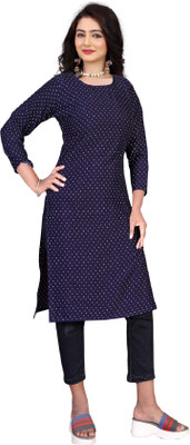 Setu Art Women Printed A-line Kurta(Dark Blue, White)
