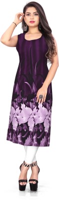 maruti fab Women Floral Print Anarkali Kurta(Purple)