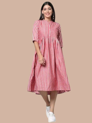 THEICON Women Bodycon Pink Ankle Length Dress