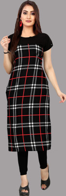 HouseOfCommon Women Printed Straight Kurta(Black)