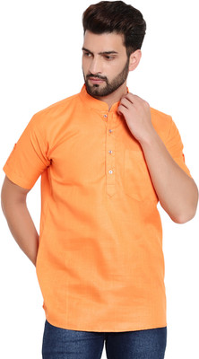 JEXI Men Solid Straight Kurta(Orange)
