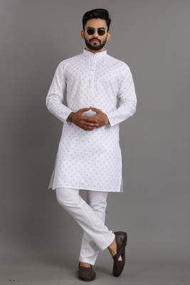 SOPANI Men Solid Straight Kurta(White)