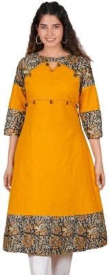 AKIKO Women Printed A-line Kurta(Yellow)