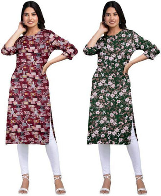 MIROSELLY CREATION Women Printed Straight Kurta(Multicolor)