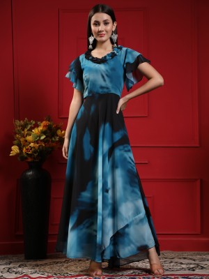 American Blues Flared/A-line Gown(Blue)