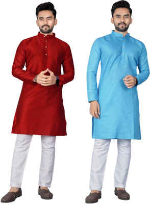 DHASU TRENDZ Men Solid, Printed Straight Kurta(Multicolor)