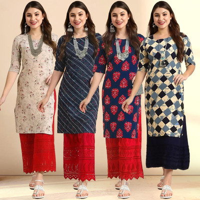 EthnicBasket Women Printed Straight Kurta(Multicolor)