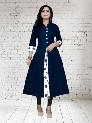 Rangrasiyatexk Women Printed Anarkali Kurta(Blue)