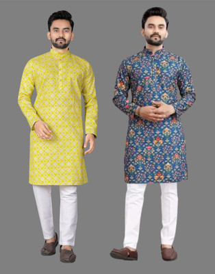 DHASU TRENDZ Men Printed Straight Kurta(Multicolor)