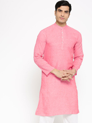 DEIFIC Men Solid Straight Kurta(Pink)