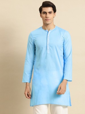 Rajubhai Hargovindas Men Solid Straight Kurta(Blue)