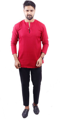 kiaz fashion Men Solid A-line Kurta(Maroon)