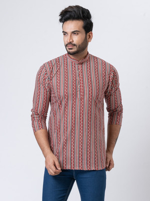 Rainbow Cloths Men Printed Straight Kurta(Multicolor)