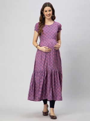 CEE 18 Women Geometric Print A-line Kurta(Pink)
