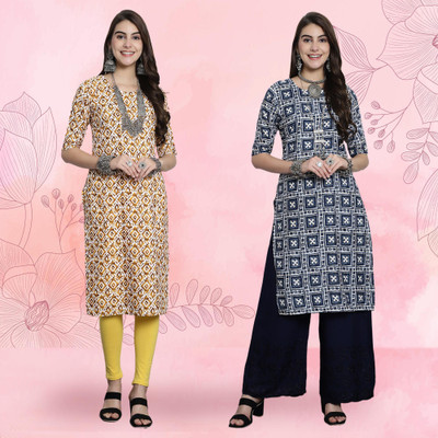 EthnicBasket Women Printed Straight Kurta(Multicolor)