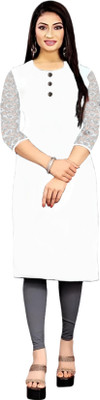 Coft Women Self Design Straight Kurta(White)