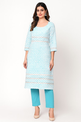 New Era Creation Women Striped Straight Kurta(Light Green)