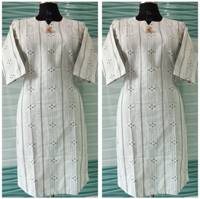 shadowenterpris Women Printed Straight Kurta(White)