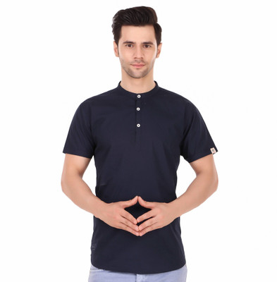 MADE IN THE SHADE Men Self Design Straight Kurta(Dark Blue)