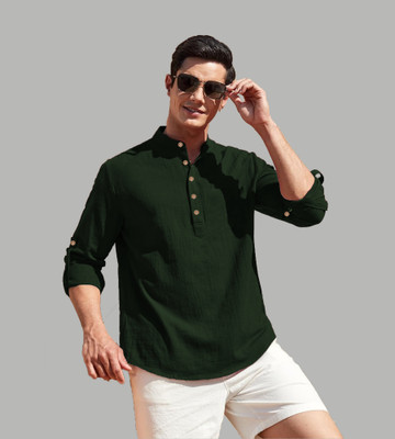 Univibe Men Solid Straight Kurta(Dark Green)