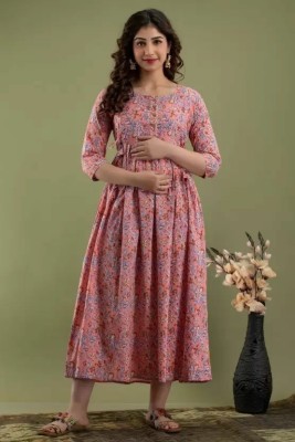 pakshiraj Women Floral Print Anarkali Kurta(Pink)