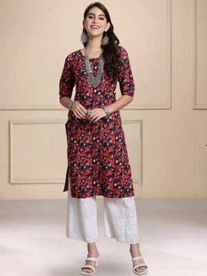 1 Stop Fashion Women Printed A-line Kurta(Red)