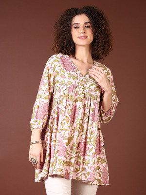 V-MART Women Printed A-line Kurta(Multicolor)