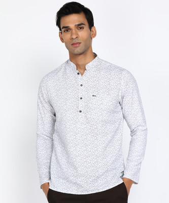 PETER ENGLAND Men Printed Straight Kurta(White)