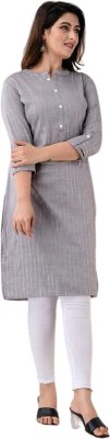 SSS BROTHER Women Solid Straight Kurta(Grey)