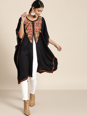 Sangria Women Embroidered Kaftan Kurta(Black)