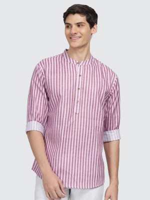 ANOUK Men Striped Straight Kurta(Purple)