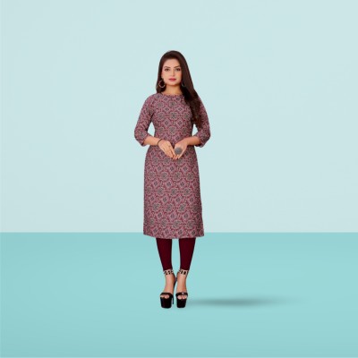 POLLU FASHION HUB Women Printed A-line Kurta(Maroon)